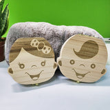 Baby Wood Tooth Box Organizer Spanish English Russian Teeth Storage Collect for Boys Girls Umbilical Save Keepsake Souvenir