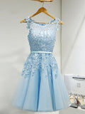 It's YiiYa Cocktail Dress Little Appliques Beading Pink Wedding Formal Dresses Flowers Illusion Knee Length Party Gown LX073-2