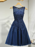 It's YiiYa Cocktail Dress Little Appliques Beading Pink Wedding Formal Dresses Flowers Illusion Knee Length Party Gown LX073-2