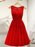It's YiiYa Cocktail Dress Little Appliques Beading Pink Wedding Formal Dresses Flowers Illusion Knee Length Party Gown LX073-2