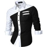 Jeansian Men's Casual Dress Shirts Fashion Desinger Stylish Long Sleeve Slim Fit 8371 Black2