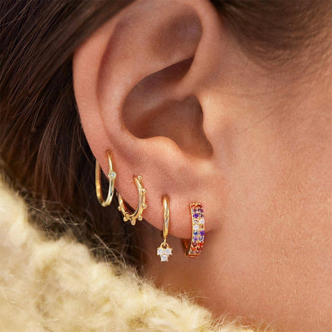 5 Pair/set 2019 Brincos Female Rhinestone Huggie Earrings Set Amazing Price Gold Small Stud Earring for Women Fashion Jewelry - ENSEIGNE DENIS