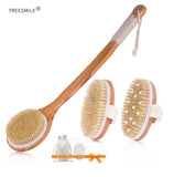 TREESMILE Natural Bristle Bath Brush Exfoliating Wooden Body Massage Shower Brush SPA Woman Man Skin Care Dry Body Brush D40
