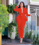 New Women Winter Women's Set Tracksuit Full Sleeve Ruffles Blazers Pencil Pants Suit Two Piece Set Office Lady Outfits Uniform