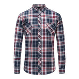 Dioufond Mens Pocket Flannel Plaid Cotton Shirt Long Sleeve Checkered Casual Slim Fit Black Warm Autumn Winter Shirts New