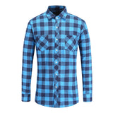 Dioufond Mens Pocket Flannel Plaid Cotton Shirt Long Sleeve Checkered Casual Slim Fit Black Warm Autumn Winter Shirts New