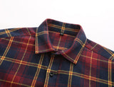 Dioufond Mens Pocket Flannel Plaid Cotton Shirt Long Sleeve Checkered Casual Slim Fit Black Warm Autumn Winter Shirts New