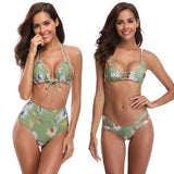 2019 Green Leaf Bikini Swimming Suit for Women Swimwear Flower Bathing Suit Female Two Piece Swimsuit Plavky Brazilian Biquini - ENSEIGNE DENIS