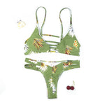 2019 Green Leaf Bikini Swimming Suit for Women Swimwear Flower Bathing Suit Female Two Piece Swimsuit Plavky Brazilian Biquini - ENSEIGNE DENIS