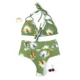 2019 Green Leaf Bikini Swimming Suit for Women Swimwear Flower Bathing Suit Female Two Piece Swimsuit Plavky Brazilian Biquini - ENSEIGNE DENIS