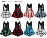 Black Big Swing Print Vintage Christmas Dress Women Winter Casual Long Sleeve V Neck Sexy New Year Party Dress Plus Size S~3XL