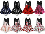 Black Big Swing Print Vintage Christmas Dress Women Winter Casual Long Sleeve V Neck Sexy New Year Party Dress Plus Size S~3XL