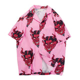 Hawaiian Shirt Men Hip Hop streetwear Devil Anime Printing Shirts camisa masculina short sleeve for men Holiday Beach shirts