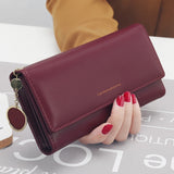 aliwood New Fashion Women Wallets Brand Letter Long Tri-fold Wallet Purse Fresh Leather Female Clutch Card Holder Cartera Mujer - ENSEIGNE DENIS