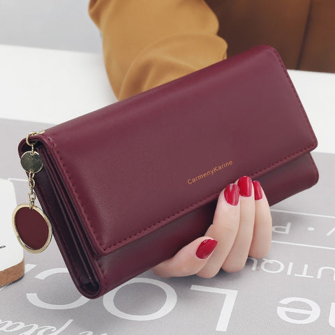 aliwood New Fashion Women Wallets Brand Letter Long Tri-fold Wallet Purse Fresh Leather Female Clutch Card Holder Cartera Mujer - ENSEIGNE DENIS