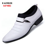 New British Men's Slip On Split Leather Pointed Toe Men Dress Shoes Business Wedding Oxfords Formal Shoes For Male 2018 38-48 - ENSEIGNE DENIS