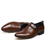 New British Men's Slip On Split Leather Pointed Toe Men Dress Shoes Business Wedding Oxfords Formal Shoes For Male 2018 38-48 - ENSEIGNE DENIS
