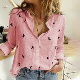 Women's Birds Print Shirts Blouses Spring Cotton Linen Plus Size 5XL Female Shirt Long Sleeve 2020 Summer Casual Ladies Blouse - ENSEIGNE DENIS