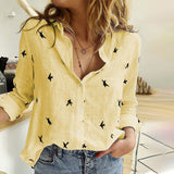 Women's Birds Print Shirts Blouses Spring Cotton Linen Plus Size 5XL Female Shirt Long Sleeve 2020 Summer Casual Ladies Blouse - ENSEIGNE DENIS