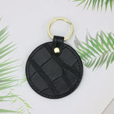 New Design Free Customed Initials Letters Crocodile Pattern Or Saffiano Leather Round Key Chain Key Ring Key Wallet