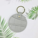 New Design Free Customed Initials Letters Crocodile Pattern Or Saffiano Leather Round Key Chain Key Ring Key Wallet