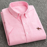 Summer Short Sleeve Turndown Collar Regular Fit New Oxford Fabric 100% Cotton Excellent Comfortable  Business Men Casual Shirts - ENSEIGNE DENIS