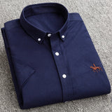 Summer Short Sleeve Turndown Collar Regular Fit New Oxford Fabric 100% Cotton Excellent Comfortable  Business Men Casual Shirts - ENSEIGNE DENIS