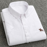 Summer Short Sleeve Turndown Collar Regular Fit New Oxford Fabric 100% Cotton Excellent Comfortable  Business Men Casual Shirts - ENSEIGNE DENIS