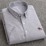 Summer Short Sleeve Turndown Collar Regular Fit New Oxford Fabric 100% Cotton Excellent Comfortable  Business Men Casual Shirts - ENSEIGNE DENIS
