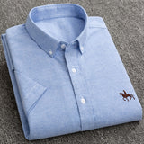 Summer Short Sleeve Turndown Collar Regular Fit New Oxford Fabric 100% Cotton Excellent Comfortable  Business Men Casual Shirts - ENSEIGNE DENIS
