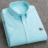 Summer Short Sleeve Turndown Collar Regular Fit New Oxford Fabric 100% Cotton Excellent Comfortable  Business Men Casual Shirts - ENSEIGNE DENIS