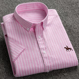 Summer Short Sleeve Turndown Collar Regular Fit New Oxford Fabric 100% Cotton Excellent Comfortable  Business Men Casual Shirts - ENSEIGNE DENIS