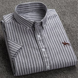 Summer Short Sleeve Turndown Collar Regular Fit New Oxford Fabric 100% Cotton Excellent Comfortable  Business Men Casual Shirts - ENSEIGNE DENIS
