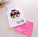 baby girls Summer tank outfits 6m 12m 2T 3T Toddler kids baby girls outfits cotton Tee+Shorts Pants clothes Set polka dot - ENSEIGNE DENIS