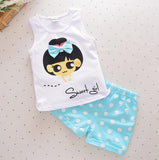 baby girls Summer tank outfits 6m 12m 2T 3T Toddler kids baby girls outfits cotton Tee+Shorts Pants clothes Set polka dot - ENSEIGNE DENIS