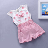 baby girls Summer tank outfits 6m 12m 2T 3T Toddler kids baby girls outfits cotton Tee+Shorts Pants clothes Set polka dot - ENSEIGNE DENIS
