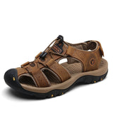 Vancat 2019 New Big Size Genuine Leather Cowhide Men Sandals Summer Quality Beach Slippers Casual Sneakers Outdoor Beach Shoes - ENSEIGNE DENIS