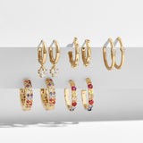 5 Pair/set 2019 Brincos Female Rhinestone Huggie Earrings Set Amazing Price Gold Small Stud Earring for Women Fashion Jewelry - ENSEIGNE DENIS
