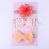 New 3pcs Baby Girls Headband Set Bow Knot Head Bandage Kids Toddlers Headwear Flower Hair Band Infant Clothing Accessories