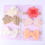 New 3pcs Baby Girls Headband Set Bow Knot Head Bandage Kids Toddlers Headwear Flower Hair Band Infant Clothing Accessories