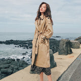 Fashion Brand New Women Trench Coat Long Double-Breasted Belt Blue Khaki Lady Clothes Autumn Spring Outerwear Oversize Quality - ENSEIGNE DENIS