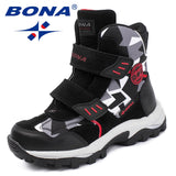 BONA New Popular Style Children Boots Hook & Loop Boys Winter Shoes Round Toe Girls Ankle Boots Comfortable Fast Free Shipping