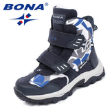 BONA New Popular Style Children Boots Hook & Loop Boys Winter Shoes Round Toe Girls Ankle Boots Comfortable Fast Free Shipping