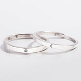Sole Memory Sweet Romantic Valentine's Day Gift Sun Moon Love Vow 925 Sterling Silver Female Resizable Opening Rings SRI377 - ENSEIGNE DENIS