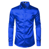 Men's Black Satin Luxury Dress Shirts 2019 Silk Smooth Men Tuxedo Shirt Slim Fit Wedding Party Prom Casual Shirt Chemise Homme - ENSEIGNE DENIS