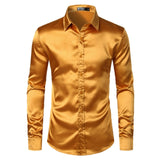Men's Black Satin Luxury Dress Shirts 2019 Silk Smooth Men Tuxedo Shirt Slim Fit Wedding Party Prom Casual Shirt Chemise Homme - ENSEIGNE DENIS