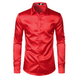 Men's Black Satin Luxury Dress Shirts 2019 Silk Smooth Men Tuxedo Shirt Slim Fit Wedding Party Prom Casual Shirt Chemise Homme - ENSEIGNE DENIS