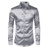 Men's Black Satin Luxury Dress Shirts 2019 Silk Smooth Men Tuxedo Shirt Slim Fit Wedding Party Prom Casual Shirt Chemise Homme - ENSEIGNE DENIS
