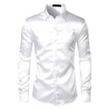 Men's Black Satin Luxury Dress Shirts 2019 Silk Smooth Men Tuxedo Shirt Slim Fit Wedding Party Prom Casual Shirt Chemise Homme - ENSEIGNE DENIS