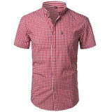 Small Plaid Shirt Men Summer New Short Sleeve Cotton Mens Dress Shirts Casual Button Down Chemise Homme Camisa Masculina XXXL - ENSEIGNE DENIS